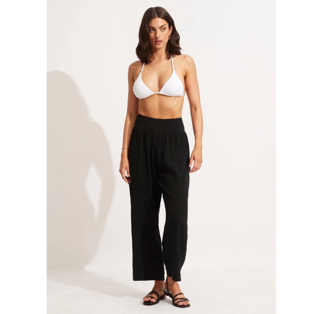 Seafolly Double Cloth Shirred Pants - Black